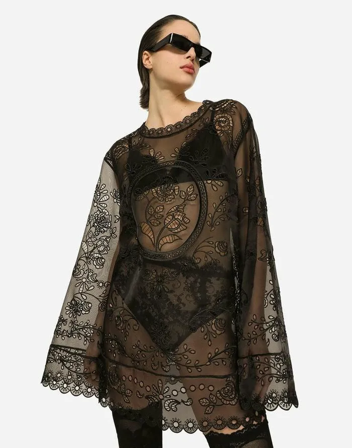 Dolce and Gabbana Dresses Women Crinoline Aline Dress With Inlay Embellishment Black Dolce and Gabbana Dresses Women Crinoline Aline Dress With Inlay Embellishment Black