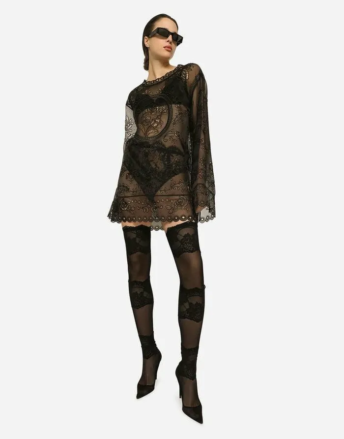 Dolce and Gabbana Dresses Women Crinoline Aline Dress With Inlay Embellishment Black Dolce and Gabbana Dresses Women Crinoline Aline Dress With Inlay Embellishment Black