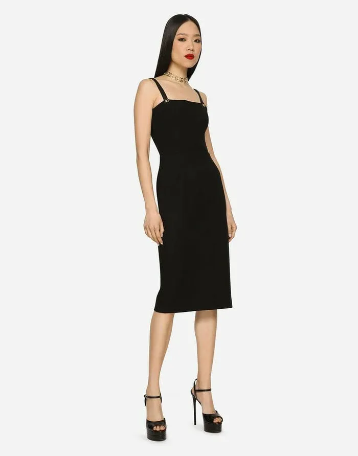 Dolce and Gabbana Dresses Women Jersey Calflength Dress With DG Embellishment Black Dolce and Gabbana Dresses Women Jersey Calflength Dress With DG Embellishment Black
