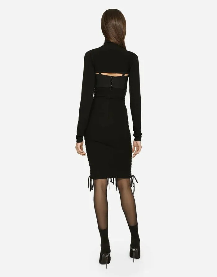 Dolce and Gabbana Dresses Women KIM DOLCEandGABBANA Midi Dress With Eyelets And Lacing Black Dolce and Gabbana Dresses Women KIM DOLCEandGABBANA Midi Dress With Eyelets And Lacing Black