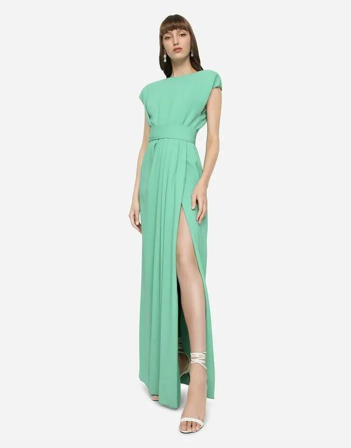 Dolce and Gabbana Dresses Women Long Cady Dress With Slit Multicolor Dolce and Gabbana Dresses Women Long Cady Dress With Slit Multicolor