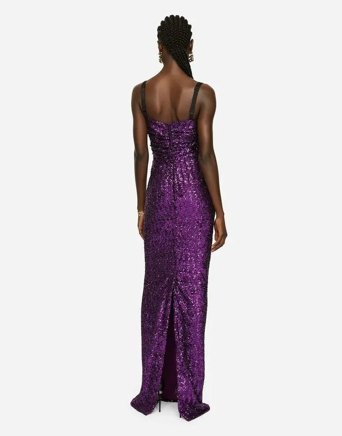Dolce and Gabbana Dresses Women Long Sequined Dress Purple Dolce and Gabbana Dresses Women Long Sequined Dress Purple