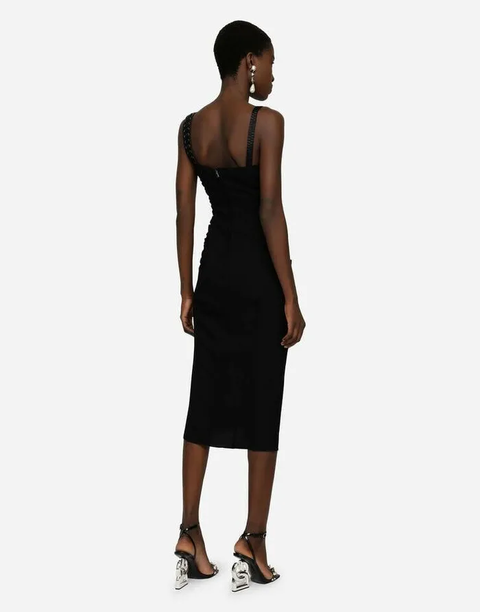 Dolce and Gabbana Dresses Women Sable Calflength Dress With Laces And Eyelets Black Dolce and Gabbana Dresses Women Sable Calflength Dress With Laces And Eyelets Black