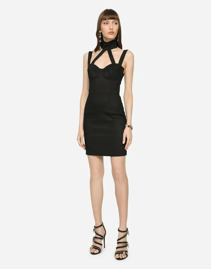 Dolce and Gabbana Dresses Women Short Sable Dress Black