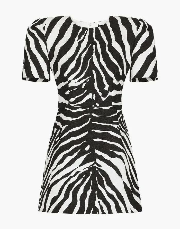 Dolce and Gabbana Dresses Women Short Zebraprint Brocade Dress Animal Print
