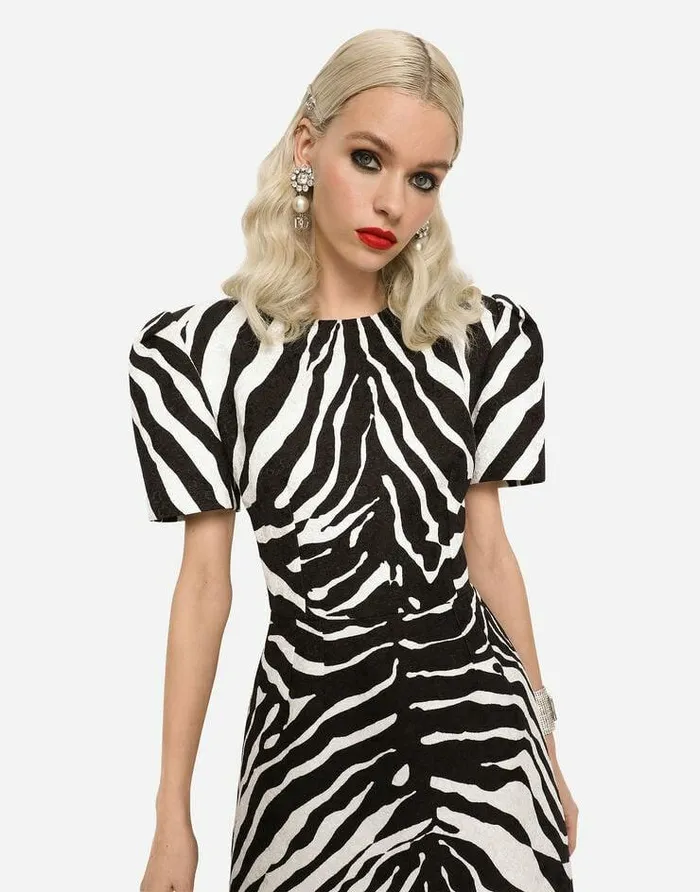 Dolce and Gabbana Dresses Women Short Zebraprint Brocade Dress Animal Print Dolce and Gabbana Dresses Women Short Zebraprint Brocade Dress Animal Print
