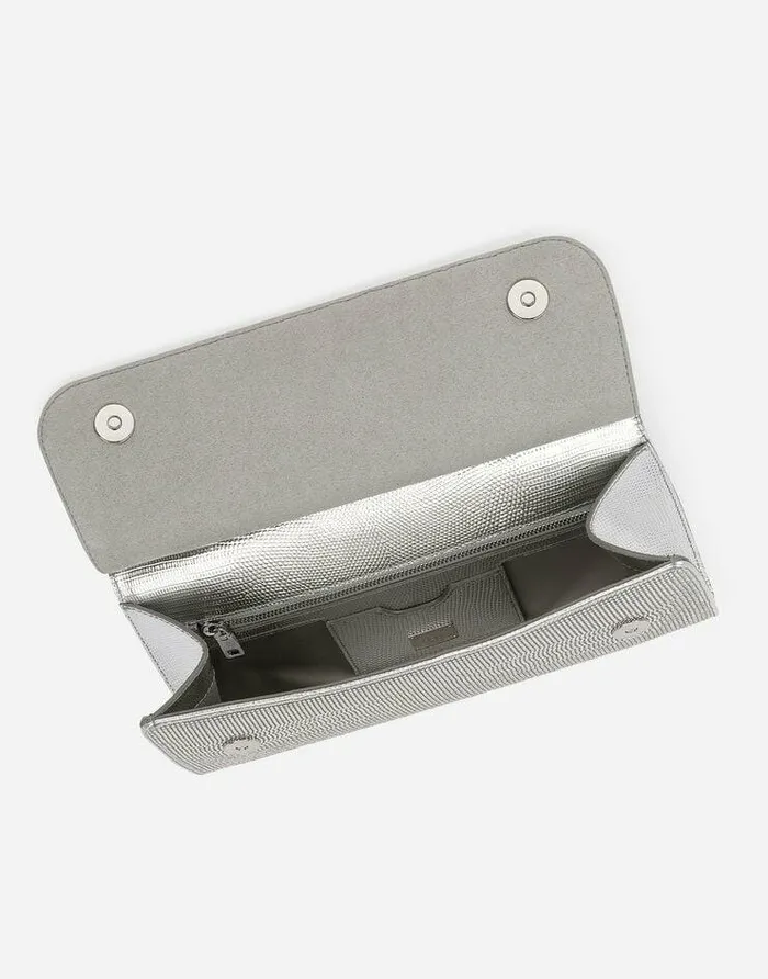 Dolce and Gabbana Handbags Women KIM DOLCEandGABBANA Satin Sicily Bag With Fusible Rhinestones Silver Dolce and Gabbana Handbags Women KIM DOLCEandGABBANA Satin Sicily Bag With Fusible Rhinestones Silver