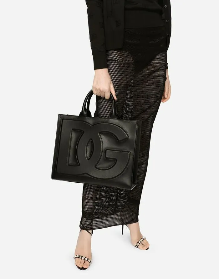 Dolce and Gabbana Handbags Women Medium Calfskin DG Daily Shopper Black Dolce and Gabbana Handbags Women Medium Calfskin DG Daily Shopper Black