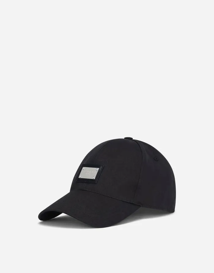 Dolce and Gabbana Hats And Gloves Men Cotton Baseball Cap With Branded Tag Blue Dolce and Gabbana Hats And Gloves Men Cotton Baseball Cap With Branded Tag Blue