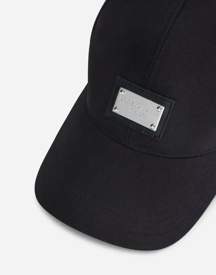 Dolce and Gabbana Hats And Gloves Men Cotton Baseball Cap With Branded Tag Blue Dolce and Gabbana Hats And Gloves Men Cotton Baseball Cap With Branded Tag Blue