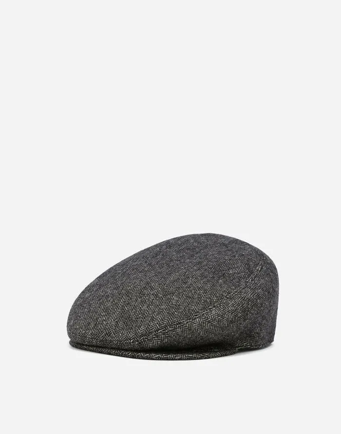 Dolce and Gabbana Hats And Gloves Men Herringbone Woolblend Flat Cap Multicolor Dolce and Gabbana Hats And Gloves Men Herringbone Woolblend Flat Cap Multicolor