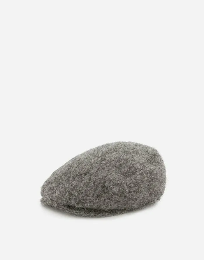 Dolce and Gabbana Hats And Gloves Men Mohair Wool Flat Cap With Logo Tag Grey Dolce and Gabbana Hats And Gloves Men Mohair Wool Flat Cap With Logo Tag Grey