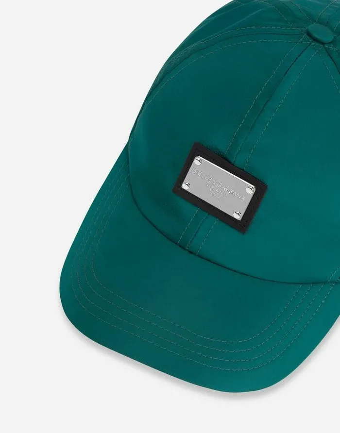 Dolce and Gabbana Hats And Gloves Men Nylon Baseball Cap With Branded Tag Green Dolce and Gabbana Hats And Gloves Men Nylon Baseball Cap With Branded Tag Green