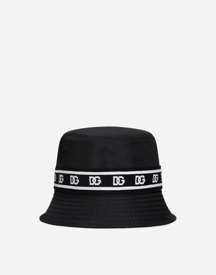 Dolce and Gabbana Hats And Gloves Men Nylon Bucket Hat With Brandedband Print Black Dolce and Gabbana Hats And Gloves Men Nylon Bucket Hat With Brandedband Print Black