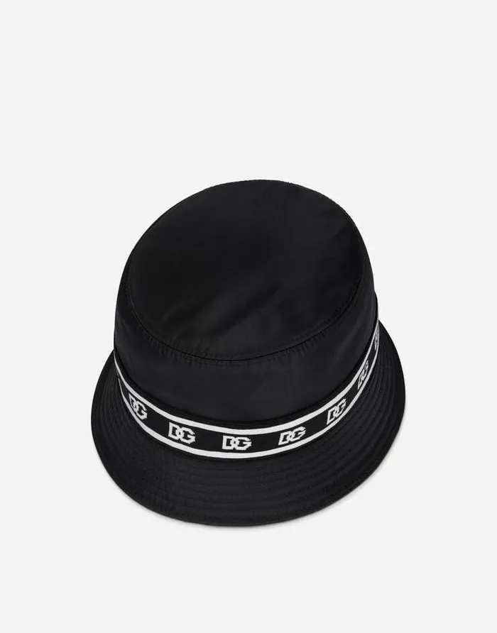 Dolce and Gabbana Hats And Gloves Men Nylon Bucket Hat With Brandedband Print Black Dolce and Gabbana Hats And Gloves Men Nylon Bucket Hat With Brandedband Print Black