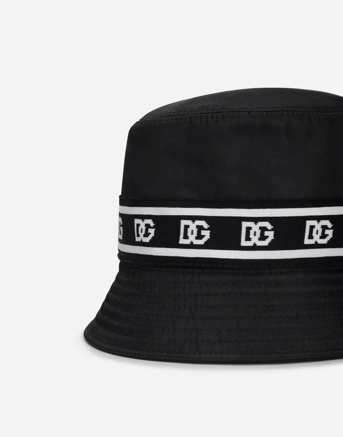 Dolce and Gabbana Hats And Gloves Men Nylon Bucket Hat With Brandedband Print Black Dolce and Gabbana Hats And Gloves Men Nylon Bucket Hat With Brandedband Print Black