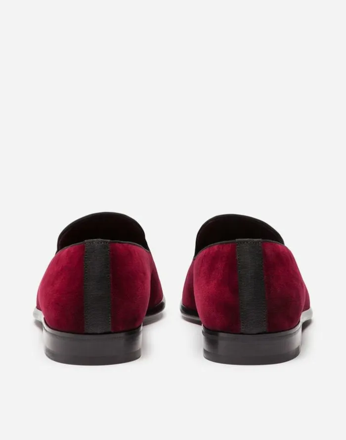 Dolce and Gabbana Loafers And Moccasins Men Velvet Slippers Bordeaux Dolce and Gabbana Loafers And Moccasins Men Velvet Slippers Bordeaux