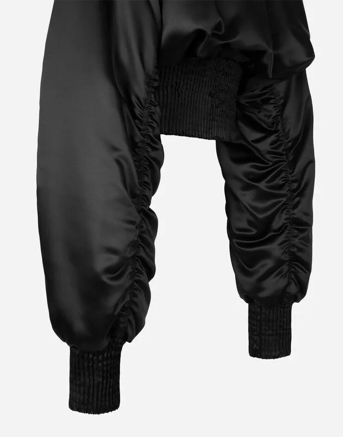 Dolce and Gabbana Mini Me Girl ChildrenWomen Short Duchesse Bomber Jacket With Draped Sleeves Black Dolce and Gabbana Mini Me Girl ChildrenWomen Short Duchesse Bomber Jacket With Draped Sleeves Black