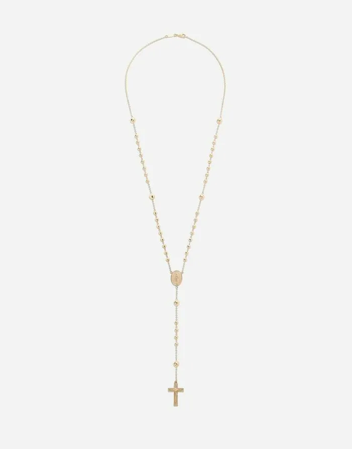 Dolce and Gabbana Necklaces Men Tradition Yellow Gold Rosary Necklace Yellow Gold