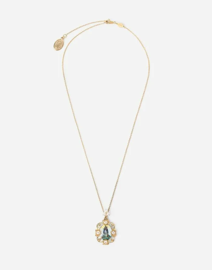 Dolce and Gabbana Necklaces Women DD Pendant In Yellow 18kt Gold And Antique Cheramic Miniature Gold