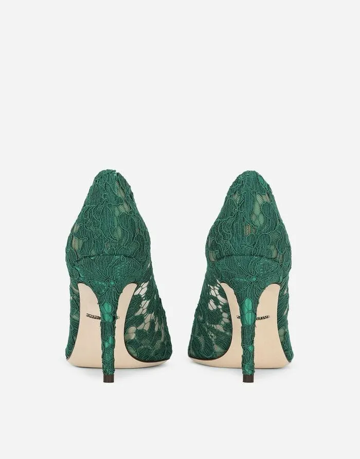 Dolce and Gabbana Pumps And Slingback Women Lace Rainbow Pumps With Brooch Detailing Green Dolce and Gabbana Pumps And Slingback Women Lace Rainbow Pumps With Brooch Detailing Green