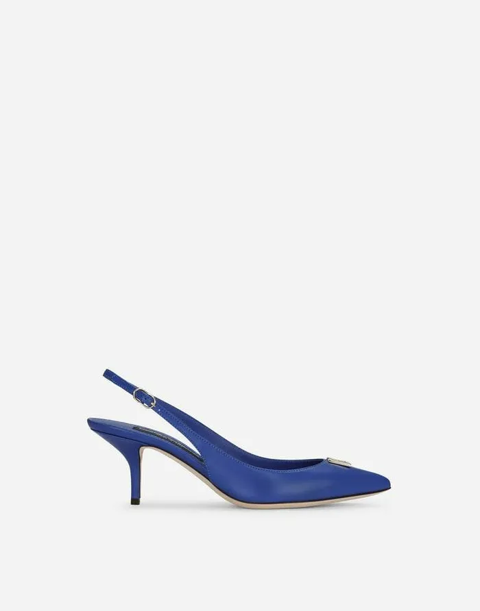 Dolce and Gabbana Pumps And Slingback Women Nappa Leather Slingbacks With DG Logo Blue