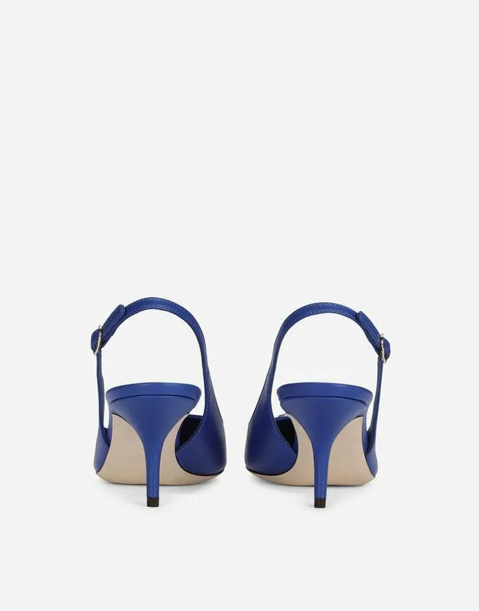 Dolce and Gabbana Pumps And Slingback Women Nappa Leather Slingbacks With DG Logo Blue Dolce and Gabbana Pumps And Slingback Women Nappa Leather Slingbacks With DG Logo Blue