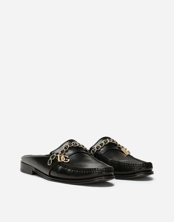 Dolce and Gabbana Sandals And Slides Men Calfskin Nappa Visconti Slippers Black Dolce and Gabbana Sandals And Slides Men Calfskin Nappa Visconti Slippers Black