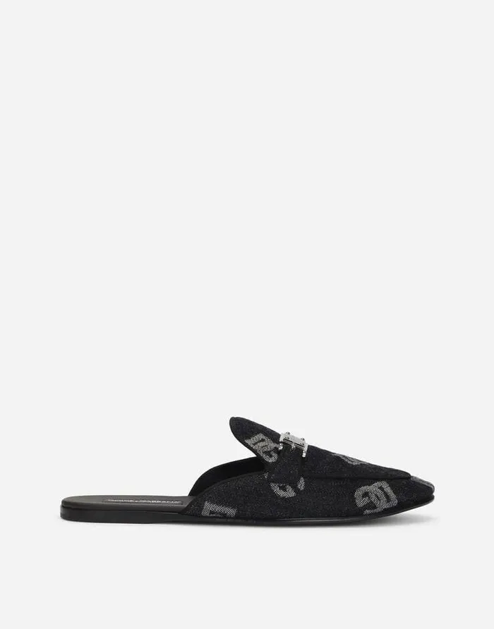 Dolce and Gabbana Sandals And Slides Men Denim Slippers With Logo Blue