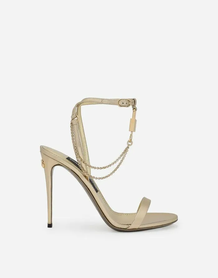 Dolce and Gabbana Sandals And Wedges Women Calfskin Sandals Gold