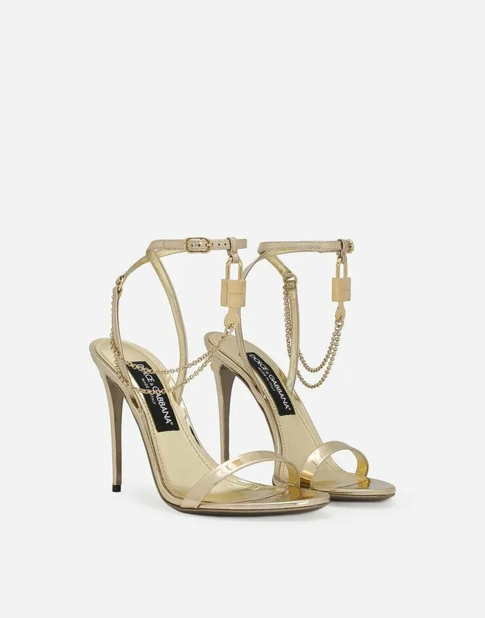 Dolce and Gabbana Sandals And Wedges Women Calfskin Sandals Gold Dolce and Gabbana Sandals And Wedges Women Calfskin Sandals Gold