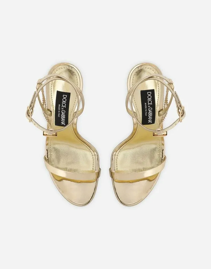 Dolce and Gabbana Sandals And Wedges Women Calfskin Sandals Gold Dolce and Gabbana Sandals And Wedges Women Calfskin Sandals Gold