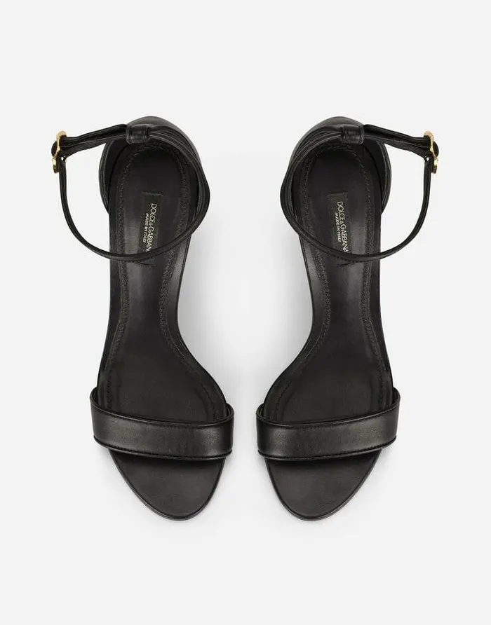 Dolce and Gabbana Sandals And Wedges Women Nappa Leather Sandals With Baroque DG Detail Black Dolce and Gabbana Sandals And Wedges Women Nappa Leather Sandals With Baroque DG Detail Black