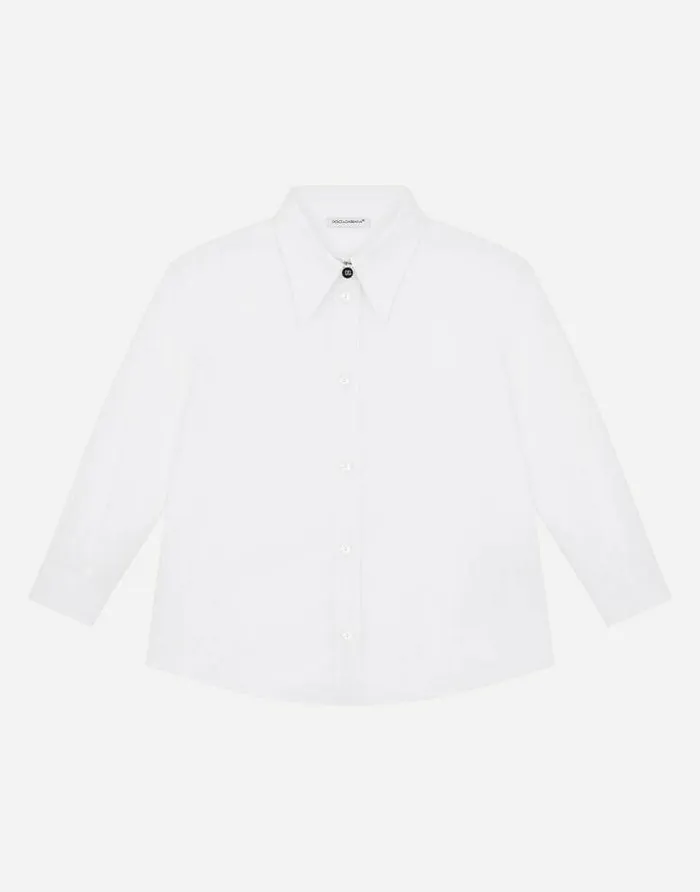 Dolce and Gabbana Shirts And Tops Children Poplin Shirt With DG Logo Button White Dolce and Gabbana Shirts And Tops Children Poplin Shirt With DG Logo Button White