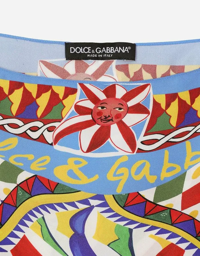 Dolce and Gabbana Shirts And Tops Women Carrettoprint Scarfpanel Twill Blouse Multicolor Dolce and Gabbana Shirts And Tops Women Carrettoprint Scarfpanel Twill Blouse Multicolor