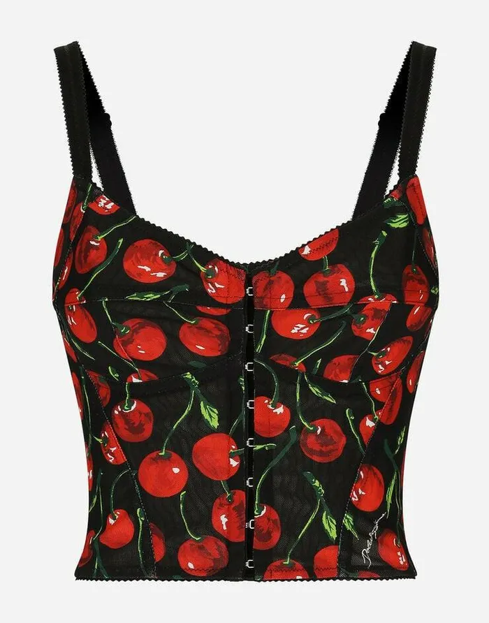 Dolce and Gabbana Shirts And Tops Women Cherryprint Elasticated Corset Top Multicolor Dolce and Gabbana Shirts And Tops Women Cherryprint Elasticated Corset Top Multicolor