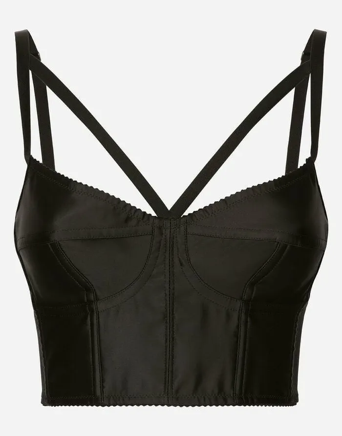 Dolce and Gabbana Shirts And Tops Women KIM DOLCEandGABBANA Satin And Marquisette Corset Black Dolce and Gabbana Shirts And Tops Women KIM DOLCEandGABBANA Satin And Marquisette Corset Black