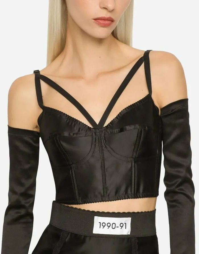 Dolce and Gabbana Shirts And Tops Women KIM DOLCEandGABBANA Satin And Marquisette Corset Black Dolce and Gabbana Shirts And Tops Women KIM DOLCEandGABBANA Satin And Marquisette Corset Black