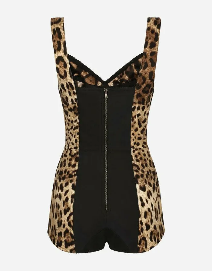 Dolce and Gabbana Shirts And Tops Women Leopardprint Charmeuse Bodysuit Multicolor Dolce and Gabbana Shirts And Tops Women Leopardprint Charmeuse Bodysuit Multicolor