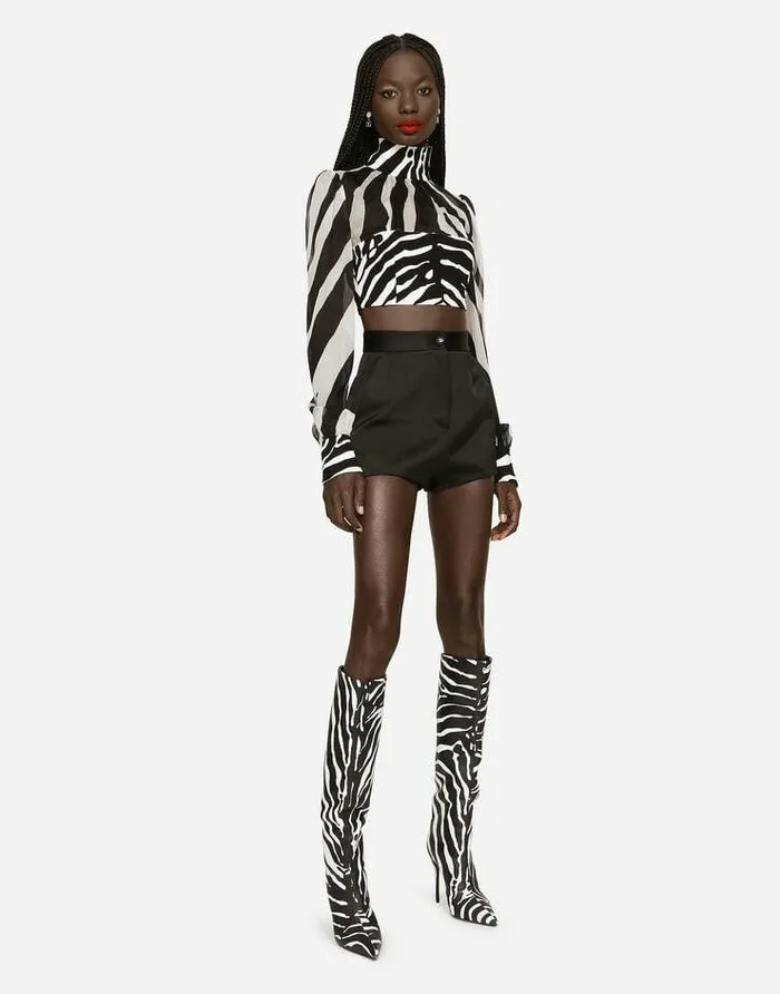 Dolce and Gabbana Shirts And Tops Women Zebraprint Chiffon Crop Top Animal Print Dolce and Gabbana Shirts And Tops Women Zebraprint Chiffon Crop Top Animal Print