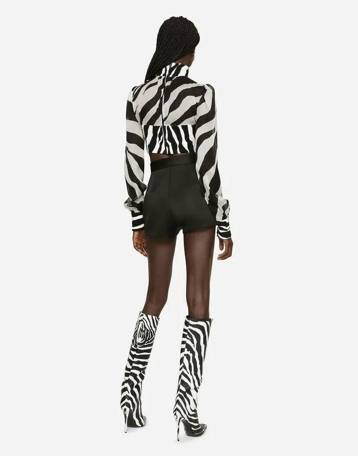 Dolce and Gabbana Shirts And Tops Women Zebraprint Chiffon Crop Top Animal Print Dolce and Gabbana Shirts And Tops Women Zebraprint Chiffon Crop Top Animal Print