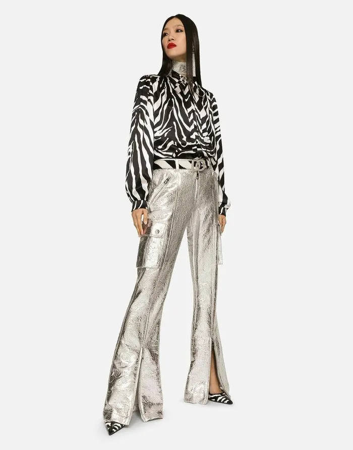 Dolce and Gabbana Shirts And Tops Women Zebraprint Satin Pussybow Shirt Multicolor Dolce and Gabbana Shirts And Tops Women Zebraprint Satin Pussybow Shirt Multicolor