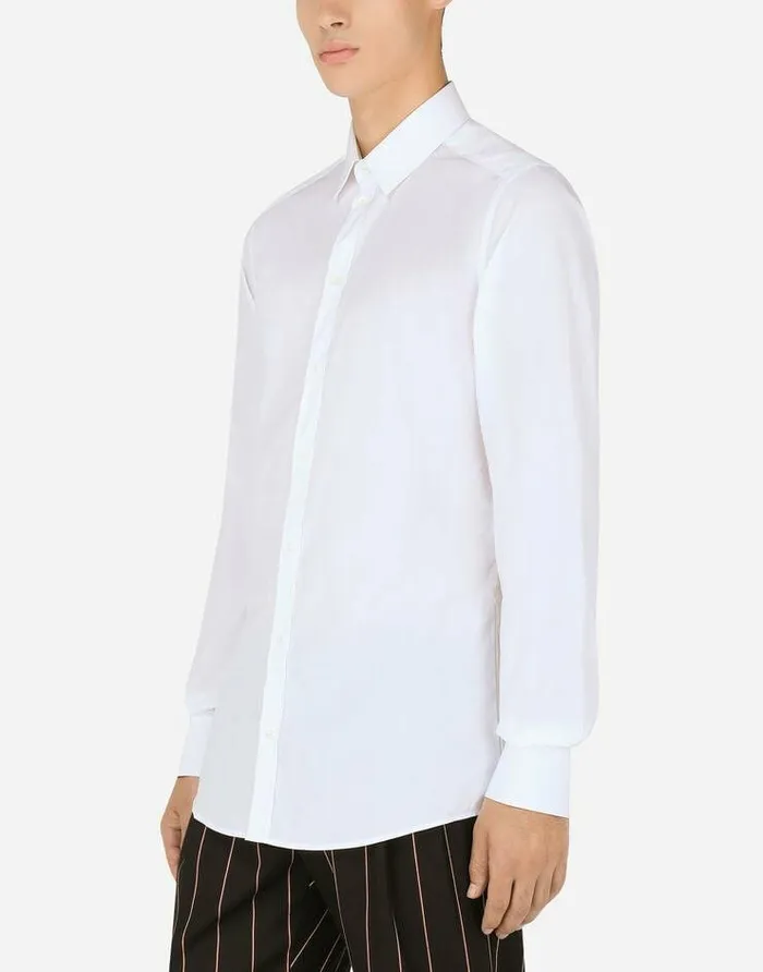 Dolce and Gabbana Shirts Men Cotton Goldfit Shirt White Dolce and Gabbana Shirts Men Cotton Goldfit Shirt White
