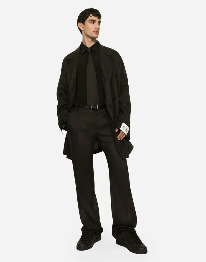 Dolce and Gabbana Shirts Men Oversize Silk Crepe De Chine Shirt Black Dolce and Gabbana Shirts Men Oversize Silk Crepe De Chine Shirt Black