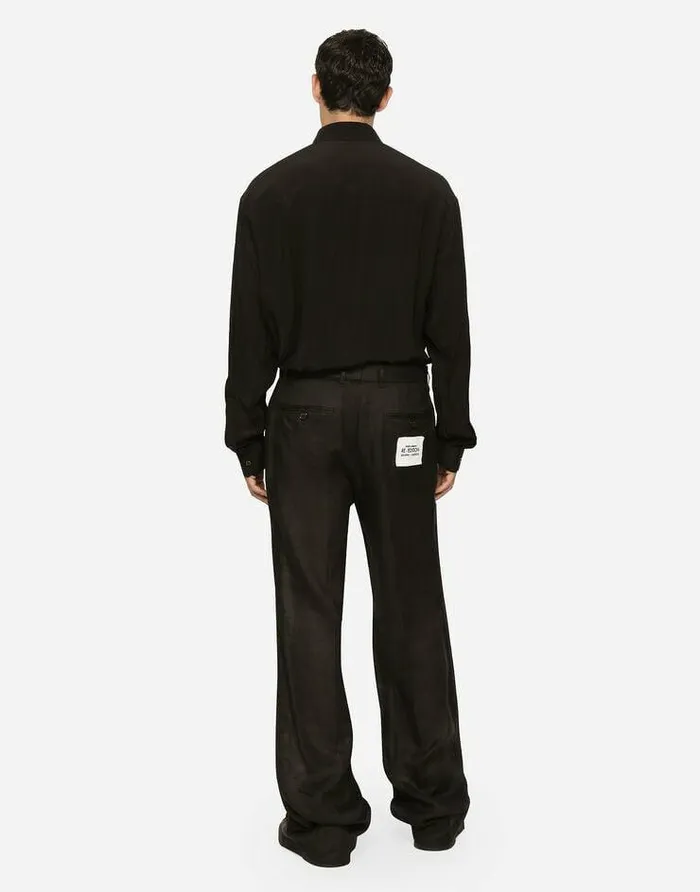Dolce and Gabbana Shirts Men Oversize Silk Crepe De Chine Shirt Black Dolce and Gabbana Shirts Men Oversize Silk Crepe De Chine Shirt Black
