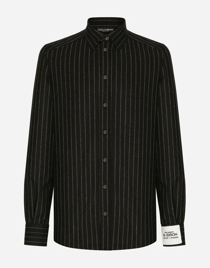 Dolce and Gabbana Shirts Men Stretch Wool Flannel Shirt Multicolor