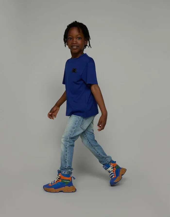 Dolce and Gabbana Shoes 2438 Children Airmaster Hightop Sneakers In Mixed Materials Multicolor Dolce and Gabbana Shoes 2438 Children Airmaster Hightop Sneakers In Mixed Materials Multicolor