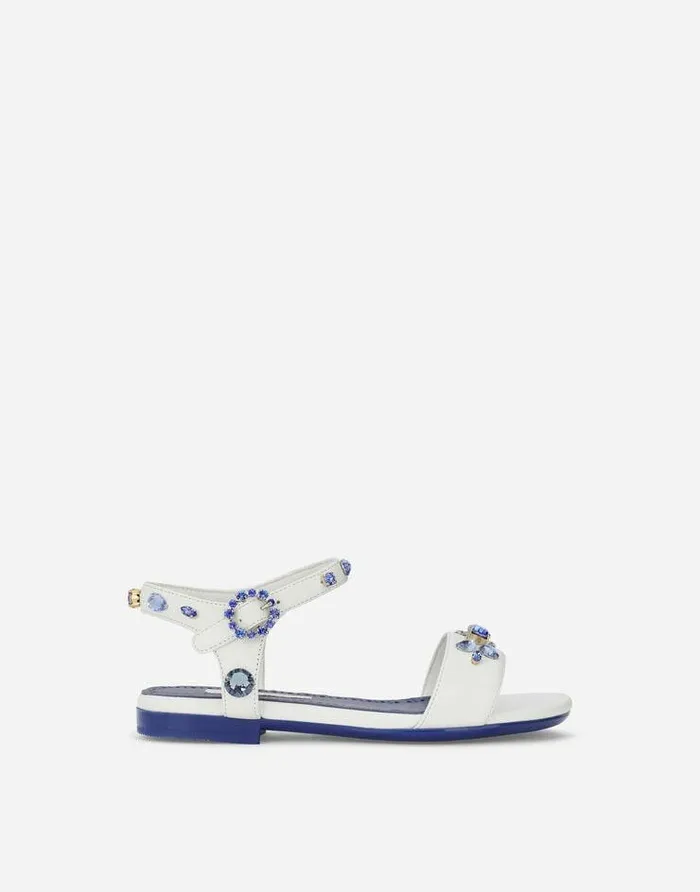 Dolce and Gabbana Shoes 2438 Children Calfskin Sandals With Rhinestones Multicolor Dolce and Gabbana Shoes 2438 Children Calfskin Sandals With Rhinestones Multicolor