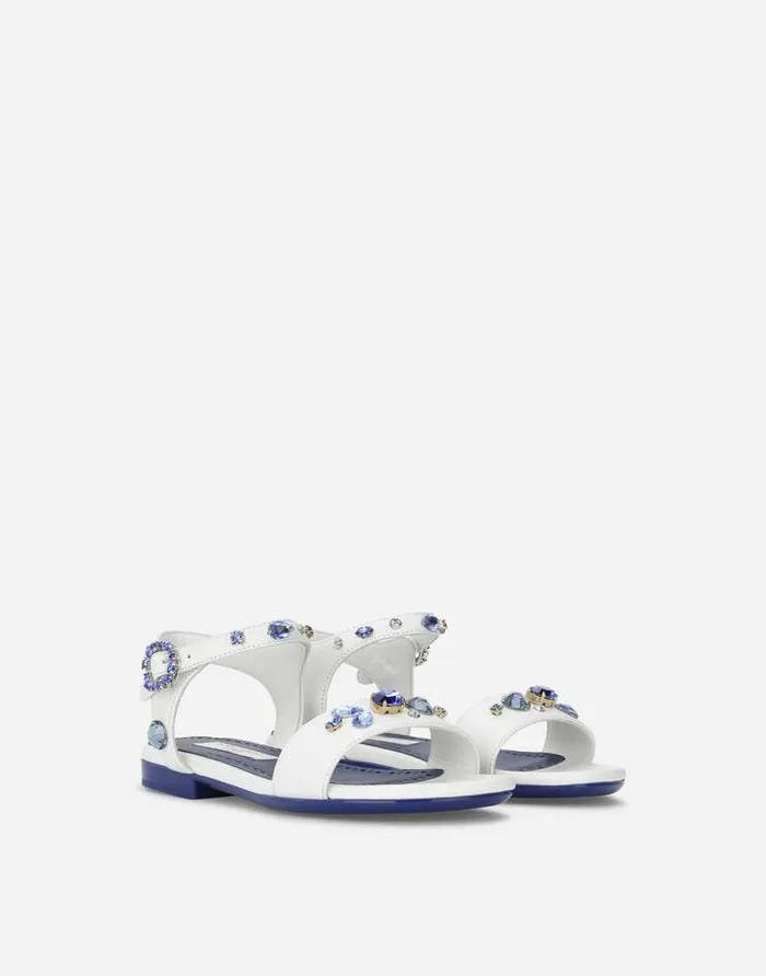 Dolce and Gabbana Shoes 2438 Children Calfskin Sandals With Rhinestones Multicolor Dolce and Gabbana Shoes 2438 Children Calfskin Sandals With Rhinestones Multicolor