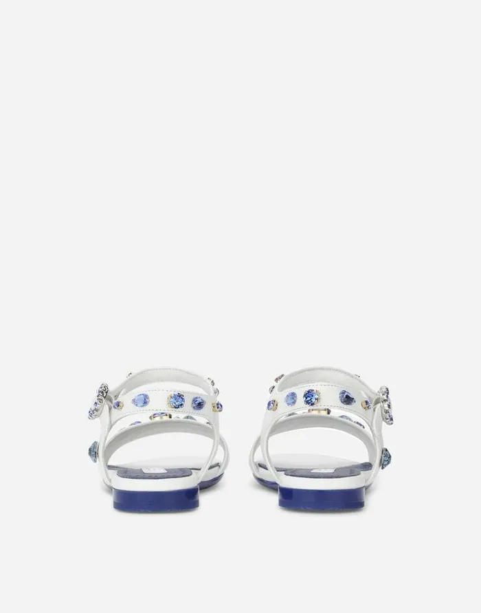 Dolce and Gabbana Shoes 2438 Children Calfskin Sandals With Rhinestones Multicolor Dolce and Gabbana Shoes 2438 Children Calfskin Sandals With Rhinestones Multicolor